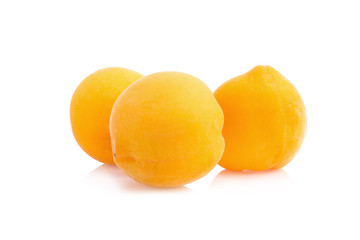 Ripe peach fruit isolated on white background