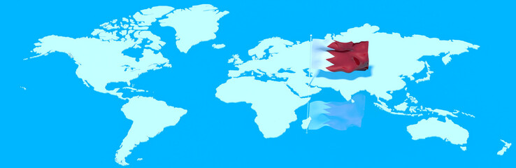 Pianeta Terra 3D con bandiera al vento Bahrein