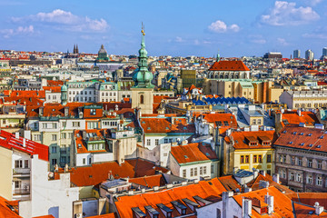 Fototapeta na wymiar Prague, aerial view of city architecture, Czech Republic