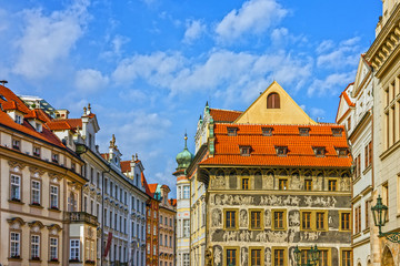 Fototapeta premium Prague houses, Czech Republic. Old Town, Staromestska square,
