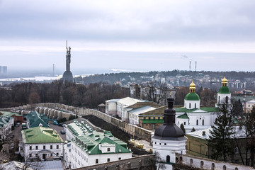 Kiev, Ukraine. Monument to Motherland, memorial, panoramic city