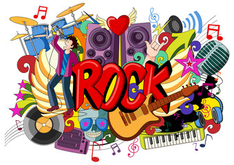 Doodle on Rock Music concept