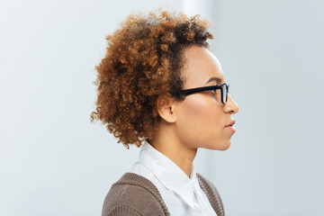 Profile of african american businesswoman in glasses