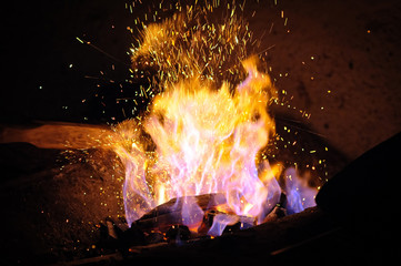 Forge fire in blacksmith's