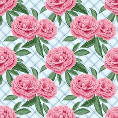 Seamless pattern with peonies