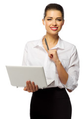 Young businesswoman with laptop