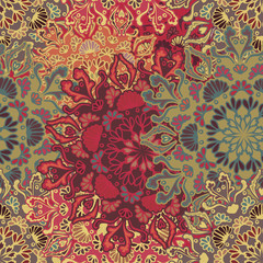 Seamless round ornament pattern for printing on fabric or paper.