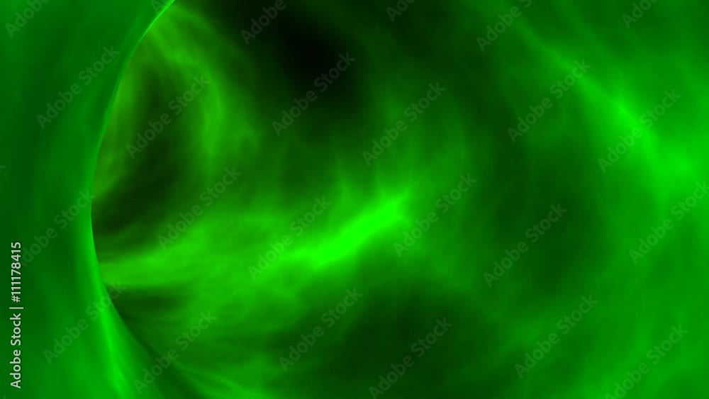Poster travelling through wormhole tunnel with green - blue gradient clouds - hd loop animation