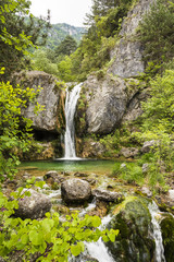 Fototapeta na wymiar Ourlia waterfalls at Olympus mountain, Greece