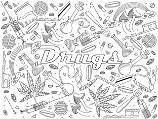 Drugs coloring book vector illustration