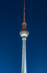 The famous television tower in Berlin at night