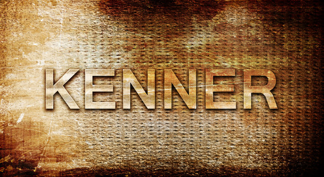kenner, 3D rendering, text on a metal background