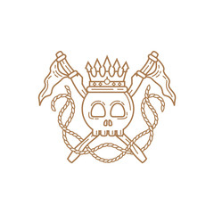 skull and crown line logo vector