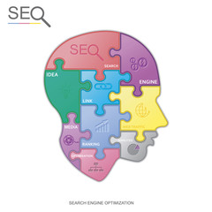 SEO puzzle head, vector