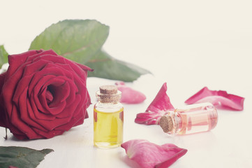 Obraz na płótnie Canvas Bottles of Essential Oil for Aromatherapy