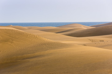Desert with sand dunes in Gran Canaria, Spain