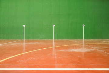 Detail of the marks in an fronton court, basque ball, Spain