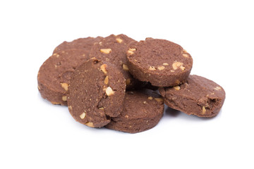 chocolate cookies isolated on white background
