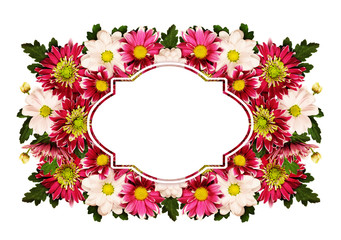 Chrysanthemum flowers and a card