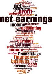 Obraz premium Net earnings word cloud concept. Vector illustration
