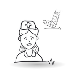 Medical care design. health care icon. sketch illustration