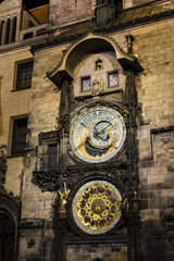 Astronomical Clock at Prague Old Town Square at night time 