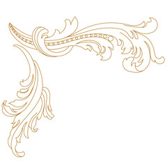 Fototapeta premium Golden vintage baroque frame scroll ornament. Vector.