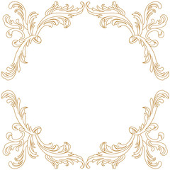 Golden vintage frame scroll ornament engraving border floral retro pattern antique style acanthus foliage swirl decorative design element filigree calligraphy vector | damask - stock vector

