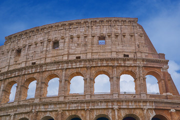 Fototapeta na wymiar colosseum rome, upper part, with arches
