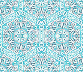 Abstract winter snowflakes seamless vector pattern