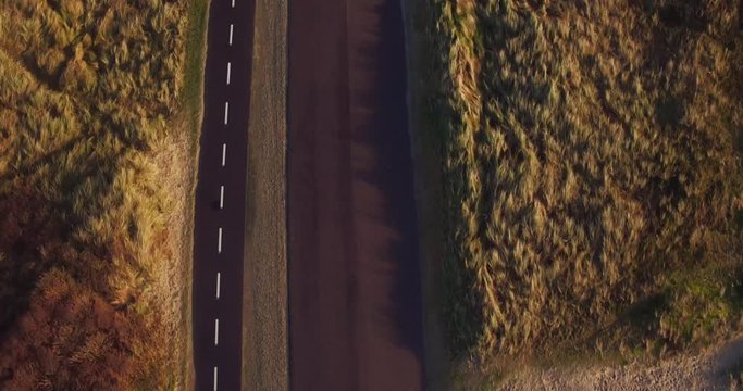 Luftaufnahme D&auml;nemark Thy Vor&uuml;poer bei Sonnenaufgang
