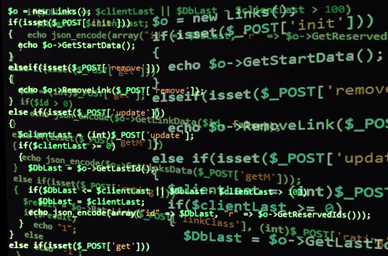 PHP code on black screen, green text