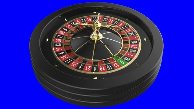 Casino Roulette Wheel isolated on blue background