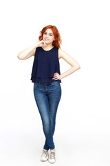 Happy Young Woman Isolated On White Background