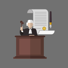 Law design. Justice icon. Grey background, vector illustration