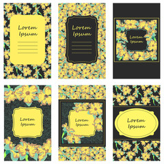 yellow om black narcissus flower cards set