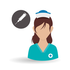 Medical care concept. Nurse icon. White background