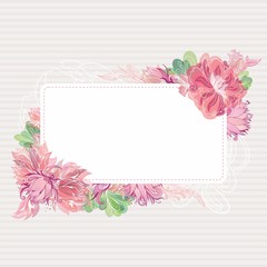 Fototapeta na wymiar Romantic Vector Card Template with Floral Border