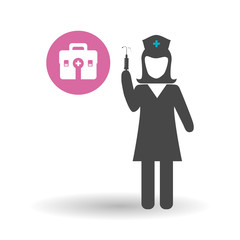 Medical care concept. Nurse icon. White background