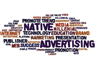 Obraz premium Native Advertising, word cloud concept 4