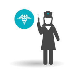 Medical care concept. Nurse icon. White background