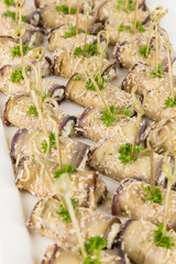 closeup canapes and snacks for catering