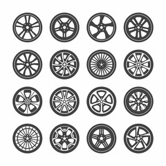 Wheels icons set