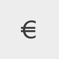 Euro icon in a flat design in black color. Vector illustration eps10