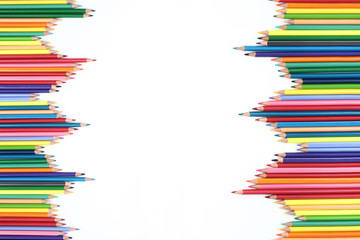 Fototapeta premium Abstract composition of a set wooden colour pencils