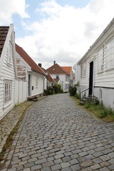 Decorated streets in the old town in Stavanger, Norway 