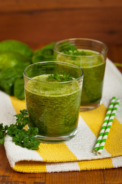 Green Vegetable Smoothie. Selective focus.