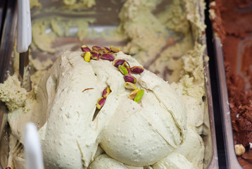 Close up of pistachio icecream