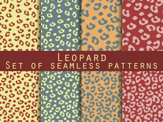 Leopard skin seamless pattern. Set leopard print. Vector.