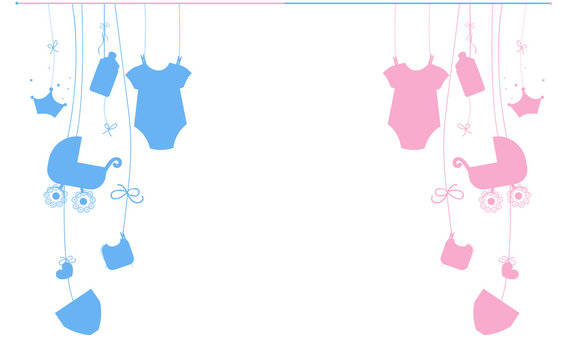 Baby newborn hanging baby boy baby girl symbols illustration